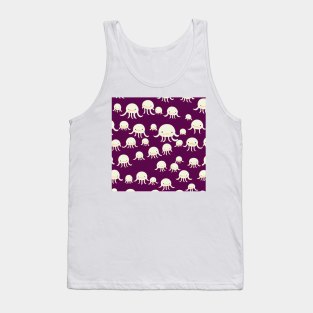 Frowny Octopus - Super Cute Purple Cephalopod Pattern Tank Top